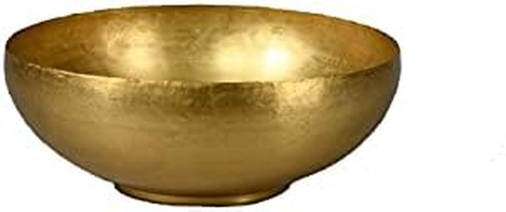Serene Spaces Antique Brass Decorative Bowl - Metal Bowl for Candles, Flowers, Potpourri - Entryway, Centerpiece - 4.75" Tall, 12" Diameter