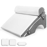 Rayli 12-inch Adjustable Bed Wedge Pillow for Sleeping- 1 Extra Washable Cover Set- 3 in1 Memory Foam Wedge Pillows for After Surgery, Alleviating Acid Reflux, Snoring, and Gerd (8+4 Inch)