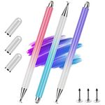 Stylus Pen for Touch Screens (3 Pack Blue/Pink/Purple) Fine Point High Precision 2 in 1 Capacitive Stylus for iPad/iPhone/Samsung/Android Phone Tablet/Chromebook/PC Magnetic Cap Stylist Pencil