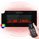 Klarstein Electric Fireplace, Electric Log Burner Indoor, 1800W Electric Fire Wall Mount Flame Electric Fire Place with LED Flame Effect, Fake Fireplace, Remote Control, Adjustable Thermostat Timer