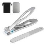 URAQT Large Nail Clippers for Thick Nails, Strong Toenail Clipper with Nail File Set, Heavy Duty Stainless Steel Nail Cutter with Metal Case for Men and Women