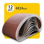 4x24 4 x 24 Sanding Belt Pack 4-Inch x 24-Inch,12 Pcs(4 Each of 80 120 150 Grits) Aluminum Oxide for Sander