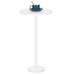 OYEAL Pedestal Side Table for Small Spaces Round Bar Table with Marble Base, White