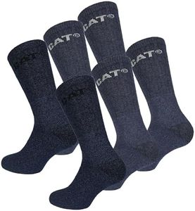 Caterpillar 6 Paia Calzini da Uomo Metà Polpaccio - per Qualsiasi Uso - in Cotone - con Controllo dell'Umidità (Blu, 43-46)