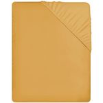 Pamposh Single Fitted Sheet Extra Deep Pocket 40 cm (16 inches) Durable Elastic Bed Sheets - Premium Brushed Microfibre Fitted Sheet Single Bed Gold - Ultrasoft Hypoallergenic Fade Resistant