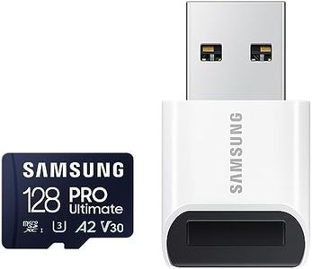 SAMSUNG PRO Ultimate microSD Memory Card + Reader, 128GB microSDXC, Up to 200 MB/s, 4K UHD, UHS-I, Class 10, U3,V30, A2 for GoPRO Action Cam, DJI Drone, Gaming, Phones, Tablets, MB-MY128SB/AM