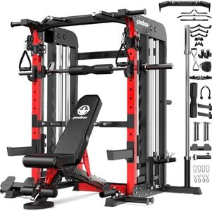 pooboo Power Cage Smith Machine with 2000LB Squat Rack Cable System