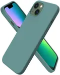 ORNARTO Compatible with iPhone 13 Case 6.1, Slim Liquid Silicone 3 Layers Full Covered Soft Gel Rubber Case Cover 6.1 inch-Pine Green