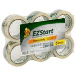 Duck EZ Start Packaging Tape, 6 Rolls, 330 Yards, Clear Packing Tape for Mailing, Moving, Shipping & Storage, Quiet Easy Start Tape Refill Rolls for Boxes & Shipping, 1.88 in. x 55 Yd. (287862)