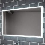 Pebble Grey™ Diaz Illuminated LED Bathroom Mirror built-in Shaver Socket and Heated Demister Mirror Pad | 1000x600mm | Motion Sensor Switch