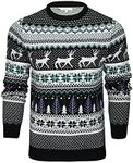 Xact Christmas/Xmas Jumper 'Lapland' with Tree & Reindeer Fairisle Pattern (Black/Ice) M