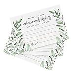 Bliss Collections Greenery Advice and Wishes Cards for The Bride and Groom, Perfect for: Bridal Shower or Wedding, 4x6 Cards (Pack of 50)