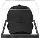 FQXESMHG Clear Hat Display Case Acrylic Baseball Cap Holder Stand Transparent Hat Storage Box Dustproof Square UV Protection Cabinet with Carbon Fiber Skin Base and Removable Mirror Base