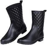 Women's Mid Calf Black Rain Boots W