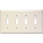 Pass & Seymour TP4LACC10 Trade Master Nylon Wall Plate with Four Toggle Switch Openings, Four Gang, Light Almond