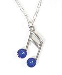 Grace Notes, Musical Note Necklace with Austrian Rhinestone Crystals, Deep Blue