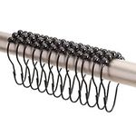 2Lb Depot Shower Curtain Rings Hooks - Premium Stainless Steel - Set of 12 Decorative Shower Curtain Hooks (Black)