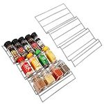 BELLE VOUS 2 Pack of Metal 3 Tier Kitchen Spice Drawer Insert Organiser Rack Trays - Slanted Storage Racks For Cabinet Shelf or Drawers - Store Salt, Seasoning Jars, Vitamins & Supplements