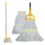 Heavy Duty Industrial Cotton Mop | Commercial Grade with 2 Replacement Heads | 152 cm Stainless Steel Handle | High Absorbency for Industrial, Office, and Home Cleaning