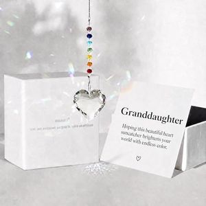 Hegelda Granddaughter Christmas Birthday Gifts, Crystal Heart Suncatcher