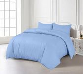 200TC Duvet Cover Bedding Set Single, Double, King, Super King Size 100% Egyption Cotton Hotel Quality Duvet Set with Easy Closure (Blue, Single)