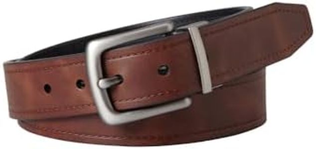 Fossil Men's Reversible Black/Brown Leather Belt for Men, Parker Brown/Black, 38