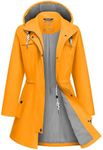 ATLASLAVA Rain Jacket Women Waterproof Long Lightweight Raincoat Hooded Windbreaker Outdoor Trench Coat YELLOW-3XL