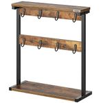 YATINEY Coffee Mug Holder Stand, 2 Tier Countertop Mug Tree Holder Rack with Storage Base, Vintage Mug Holders with 8 Hooks, for Kitchen and Coffee Station, Wide Base, Rustic Brown MH43BR