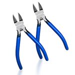 Wire Cutters 2 Pack KAIHAOWIN 6 Inch Wire Cutters Set Spring Loaded Wire Snips Diagonal Cutting Pliers Dikes Precision Wire Clippers Small Flush Cutter for Cutting Wires,Electronics,Cables,Jewelry,DIY