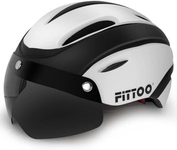 FITTOO Bike Bicycle Helmet with Detachable Magnetic Goggles, Adult Men & Women Cycling Helmet for Bike, Ebike, Scooter etc. (Black/White)