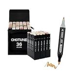 CHOTUNE Alcohol Markers,36 skin tones Graffiti Pens,Paint Markers Dual Tip Permanent Art Markers for Artists,Comes With a Black Suitcase Storage Base for Art,Comics,Doodles