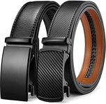 Belts Men,BOSTANTEN Leather Belts For Men Ratchet Dress Belt With Automatic Sliding Buckle 2 Pack in Gift Box Black