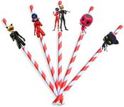 10 PCS Miraculous Ladybug Straws for Birthday Party Decorations. Cartoon Birthday Party Supplies Miraculous Ladybug Theme.