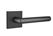 EMTEK Square Rosette Privacy Door Knob Set with Matching Finish Stuttgart Pull Handle Lever - Choice of LeftRight Handing and 7 Finishes - 5210STULHUS19 - Left Handed (LH) - Flat Black (US19)