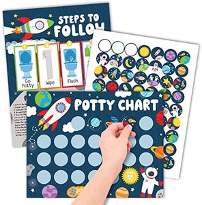 Space Sticker Chart for Kids Potty Training Chart for Toddlers Boys - Potty Chart for Girls with Stickers, Potty Training Sticker Chart for Girls Potty, Potty Chart for Boys with Stickers