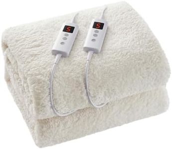 Dual Control Electric Blanket King, Faux Sherpa Fleece 350GSM Heated Under Blanket with 10 Heat Settings & 1-9H Auto-Off, Fully Fitted Electric Mattress Pad, Overheat Protection, Machine Washable