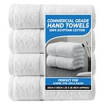 Towelogy® Hospitality Hand Towels for AirBnB Fade Resistant 100% Egyptian Cotton 50x90 cm Commercial Grade Salon Barber Hairdresser Spa Gym Hotel & Janitorial Use (White, 4)