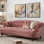 PREMIUM CART 3 Seater Chesterfield Sofa Couch Chaise Lounge Sectional Sofa for Living Room Office Guest Room Pink