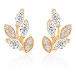 MINUTIAE Gold Plated Vine Shape Stud Earring With Solitaire Swarovski Crystal Diamond Stylish Fashion Jewelry For Women and Girls