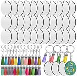 Haskoss Sublimation Blanks Keychains,200 PCS 2Inch Round Sublimation Blanks Keychain Circle with Tassels,for DIY