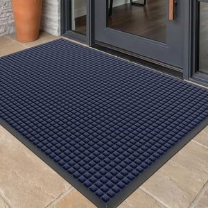WELDUN Front Door Mat Outside Entrance, Heavy Duty Waterproof Doormat for Indoor/Outdoor, Dirt Trapper with Non-Slip Rubber Backing, Low Profile Easy Clean, Stain & Fade Resistant 73"x46", Navy