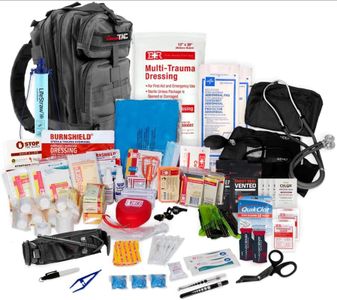 MediTac Rucksack Assault Trauma Tactical Kit Feat. SOF Tourniquet, Chest Seals, Clotting Gauze - Black