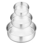 Cake Pan Set (4” & 6” & 8”), Round Baking Layer Cake Pans, P&P CHEF Stainless Steel Leakproof Bakeware Cake Tin for Birthday Weeding Tier Cake, Heavy Duty & Non Toxic, Mirror Finish & Dishwasher Safe