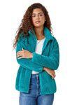 Roman Originals Soft Sherpa Fleece Jacket for Women UK - Ladies Autumn Everyday Winter Holiday Pull-On Comfy Soft Vacation Work Teddy Coat - Jade - Size S