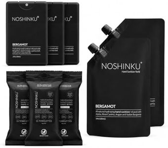 Noshinku Bergamot Complete Care Bundle – Refillable Pocket Sprays, Refill Pouch & Travel Wipes – Botanical Ingredients & Natural Essential Oils