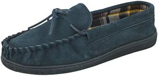 Mens Jo & Joe New England Real Suede Leather Moccasin Slippers Size 7-12 (UK 9, Navy)
