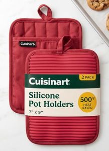 Cuisinart Silicone Pot Holders, Set of 2 7"x9", Heat Resistant 500F