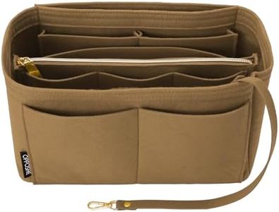 OPPOSHE Purse Organizer Insert for Handbags, Softened Felt Bag Insert Organizer for Tote, Compatible with LV, Coach, MK, Kate Spade, Goyard, Longchamp (Brown, Large)