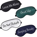 4 Pieces Funny Sleep Mask Silk Eye Mask Soft Blackout Blindfold with Adjustable Strap Sleeping Eye Cover Mask for Women Men Travel, Nap, Meditation (Black, Ink Green, Navy Blue, White)