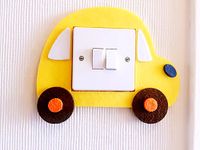 London Golden Swan Super Cute 3D Toy Car Light Switch Wall Sticker, Premium Quality Thick Felt Material, Unique On Amazon! Children Boys Girls Bedroom Nursery Room Decor! (Yellow)